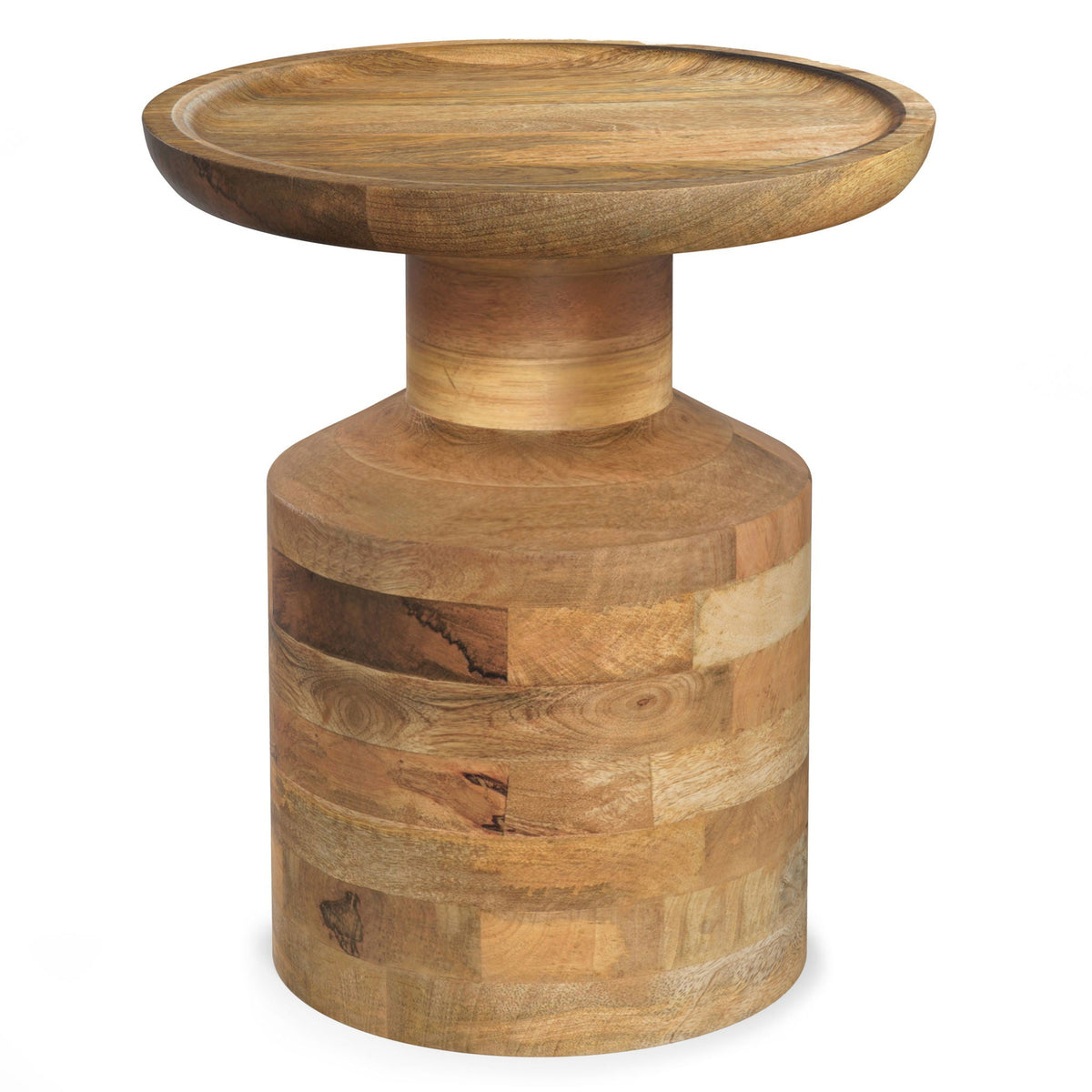Handcrafted Wooden Accent Table with Sculptural Design - Multiple Colors