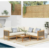 Crowne 4-Pcs Sofa Conversation Set with Beige Cushion, Teak