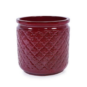 3 Pieces Ceramic Flowerpot, Modern Planter for Patio, Garden or Windowsills - Bean Paste Red