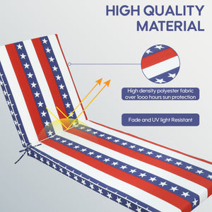 2 Piece Outdoor Chaise Lounge Cushion Set, Replacement Cushions For Patio Furniture, Flag - Red Striped