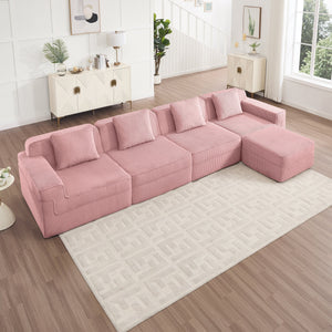 Modular 4 Seat L Shape Sectional Boneless Sofa