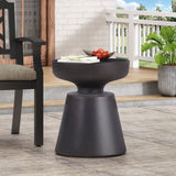 Outdoor Lightweight Concrete End Table with Copper Half-Sphere Top