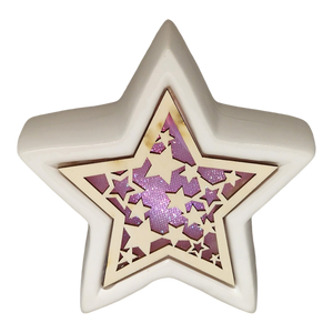 Color Changing Dolomite & Wood Decor - Star