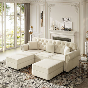 Upholstered Sofa Set With Nailhead Trim and Rolled Armrests, Includes Pillows