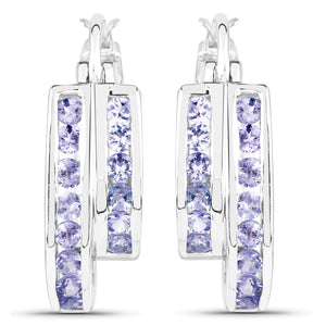1.40 Carat Genuine Tanzanite .925 Sterling Silver Earrings