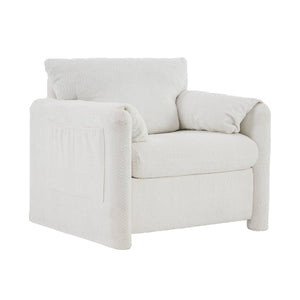 Modern Accent Chair Single Seater Ivory White