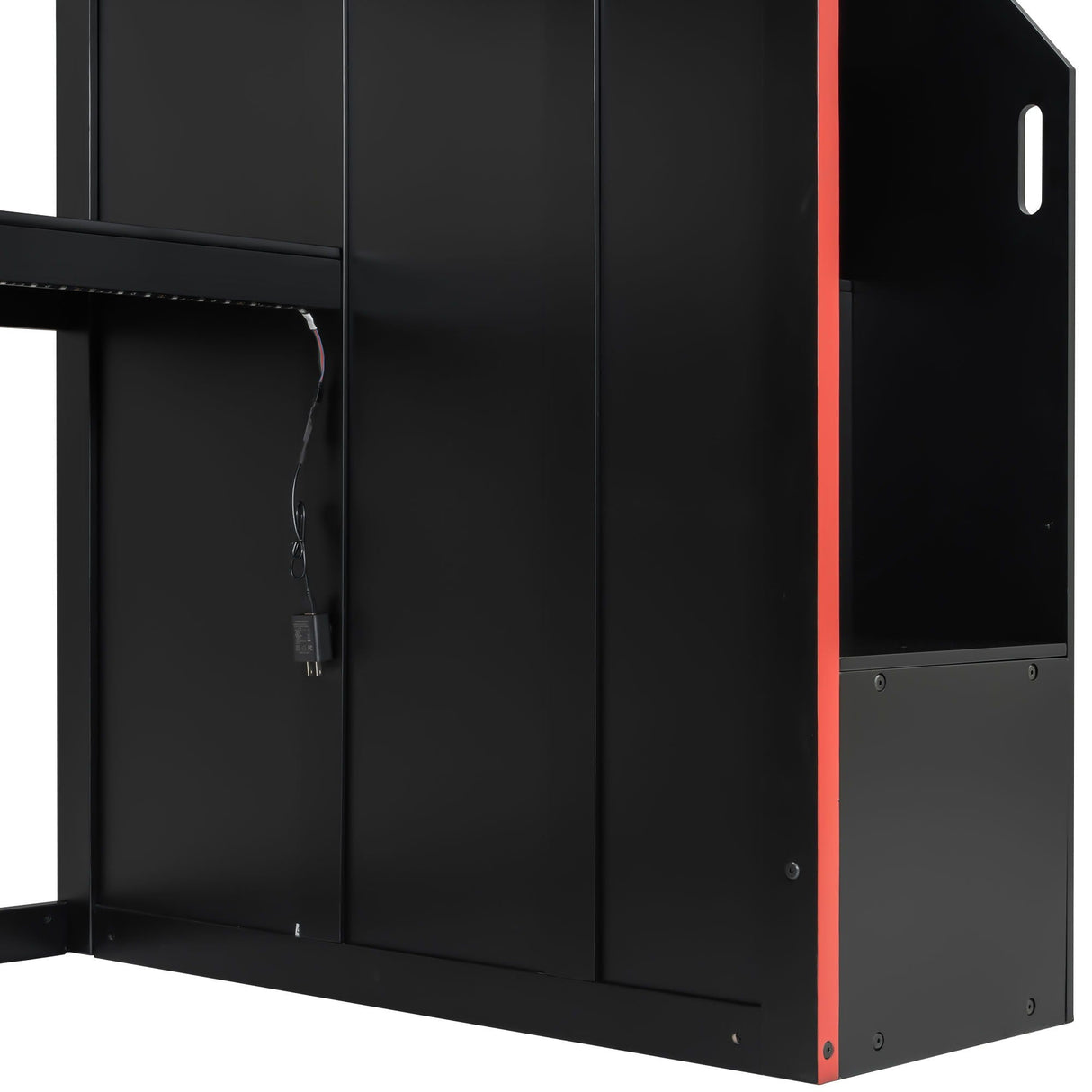 Gaming Loft Bed With Desk And Storage, LED Lights