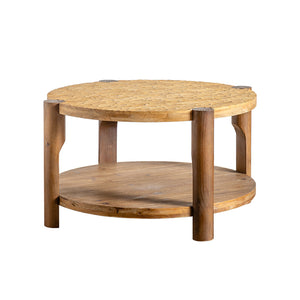 Round Coffee Table with Solid Wood for Living Room