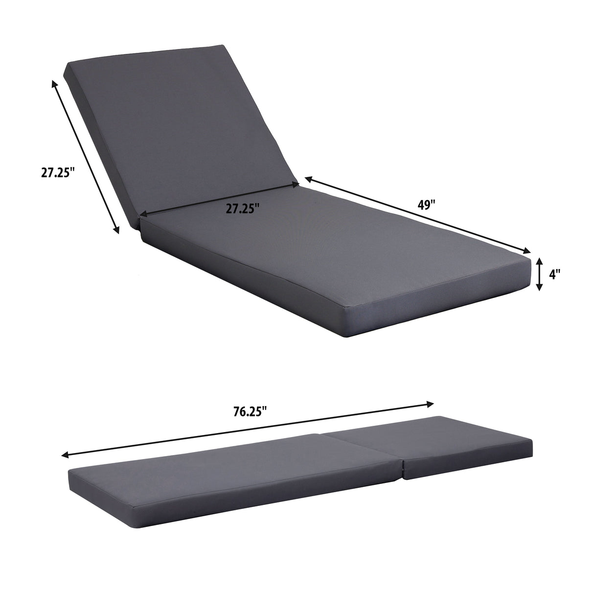 White Acacia Solid Wood Outdoor Chaise Lounge with Dark Grey Cushion