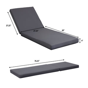 White Acacia Solid Wood Outdoor Chaise Lounge with Dark Grey Cushion