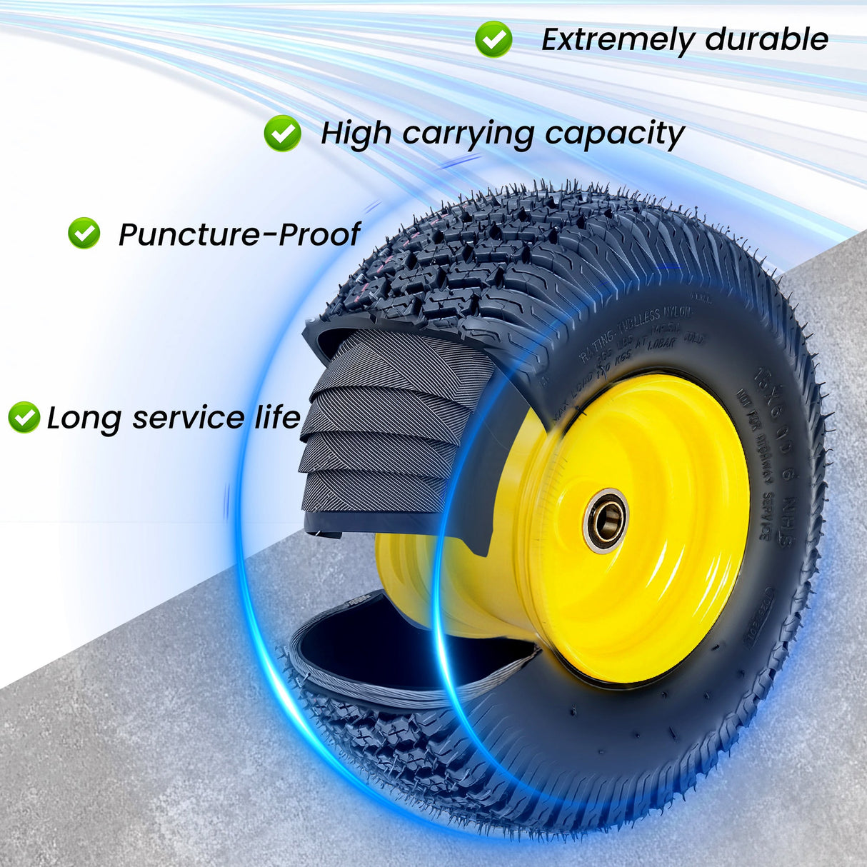 Set of 2 15x6.00-6 Lawn Mower Tires and Wheel Assembly