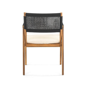 Outdoor 7 Pieces Patio Slat Design Acacia Upholstered Dining Set