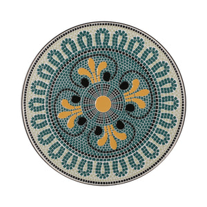 Outdoor Side Table With Tile Mosaic Table Top - Black