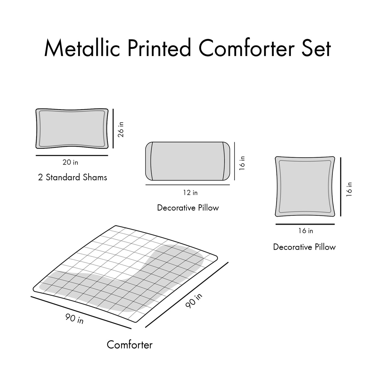 Metallic Full/Queen Printed Comforter Set