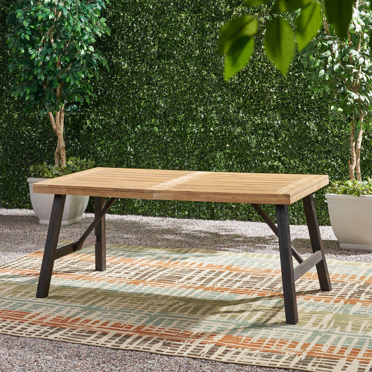 Outdoor Dining Set With 2 Bench And 1 Dining Table - Light Brown