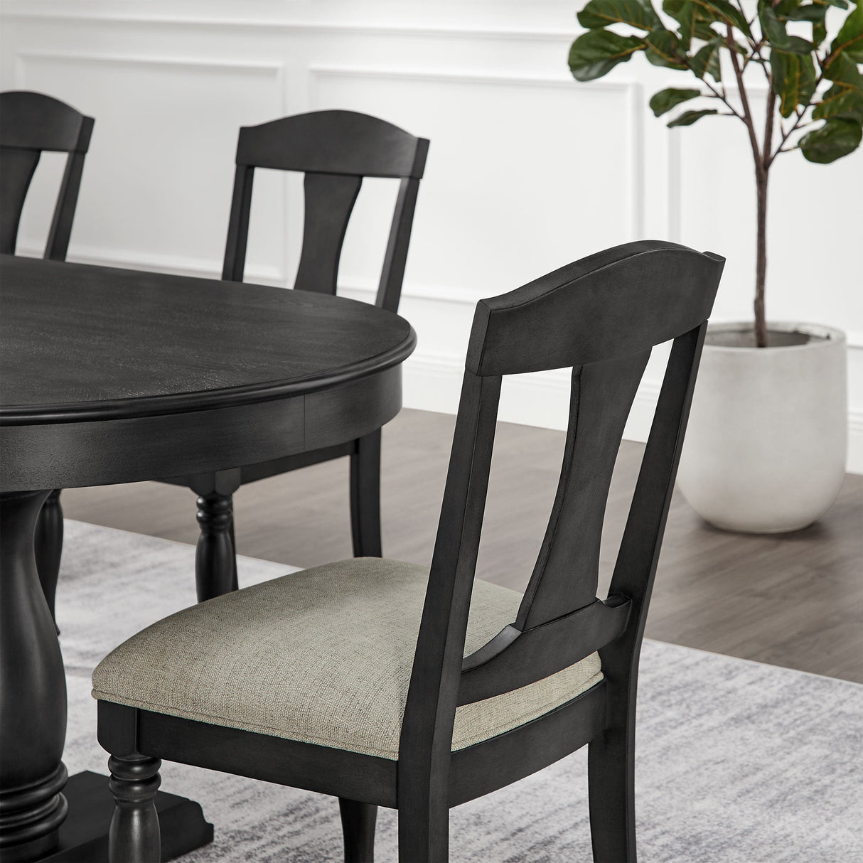 Wooden Frame Upholstered Dining Chairs, Set of 2