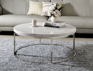 Zaidee Marble Top Nickel Coffee Table - White