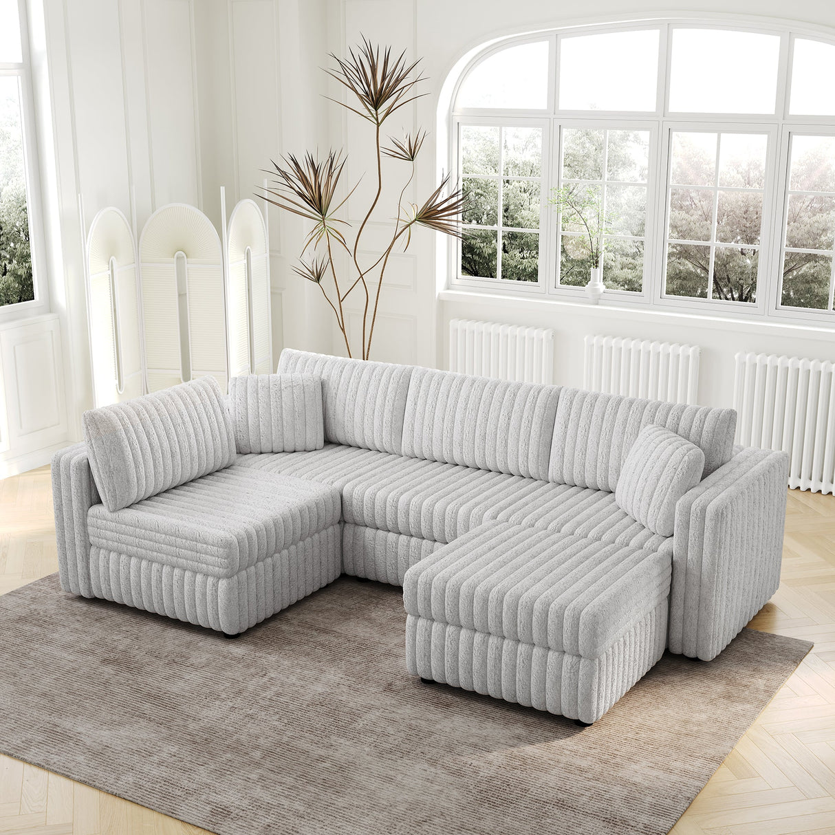 106.3" U-Shaped 4-Person Sofa with Ottoman