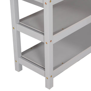 Loft Bed With Storage Shelves And Under Bed Desk