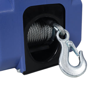 Reversible Electric 12V Trailer Winch For Boats Up To 6000 Lbs With Galvanized Wire Rope And Casing - Blue