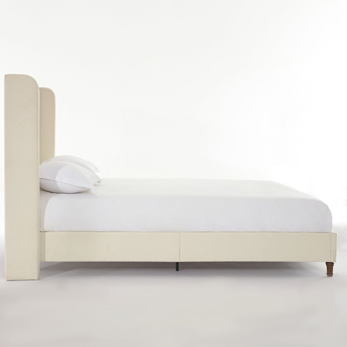 Harper Tall Headboard Upholstered Bed in Ivory Boucle, California King