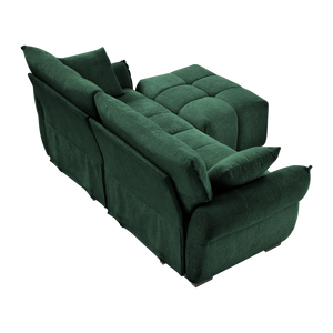 Modern Chenille Fabric 2-Seater Sofa With Ottoman
