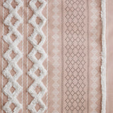 Cotton printed curtain panel with chenille stripe and lining