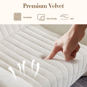 Bean Bag Chair For Adults, Lazy Floor Sofa Couch Memory Foam Bean Bag Sofas Chenille Fabric Reading Chair Comfortable Corner Lounge Sofa For Living Room - White