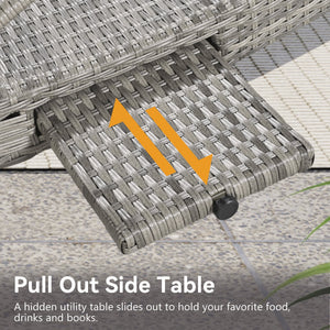 K&K 80'' Outdoor Wicker Chaise Lounge Chairs Set of 2