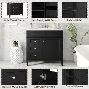Bathroom Vanity With Top Sink, 2 Drawers And Tip Out Drawer