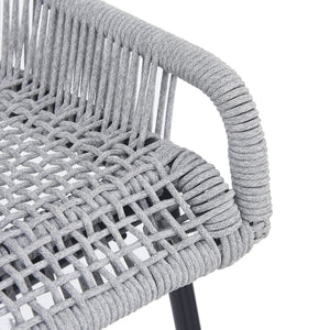 Light Gray Rope Outdoor Bar Stool Set with UV Resistance - Set of 2