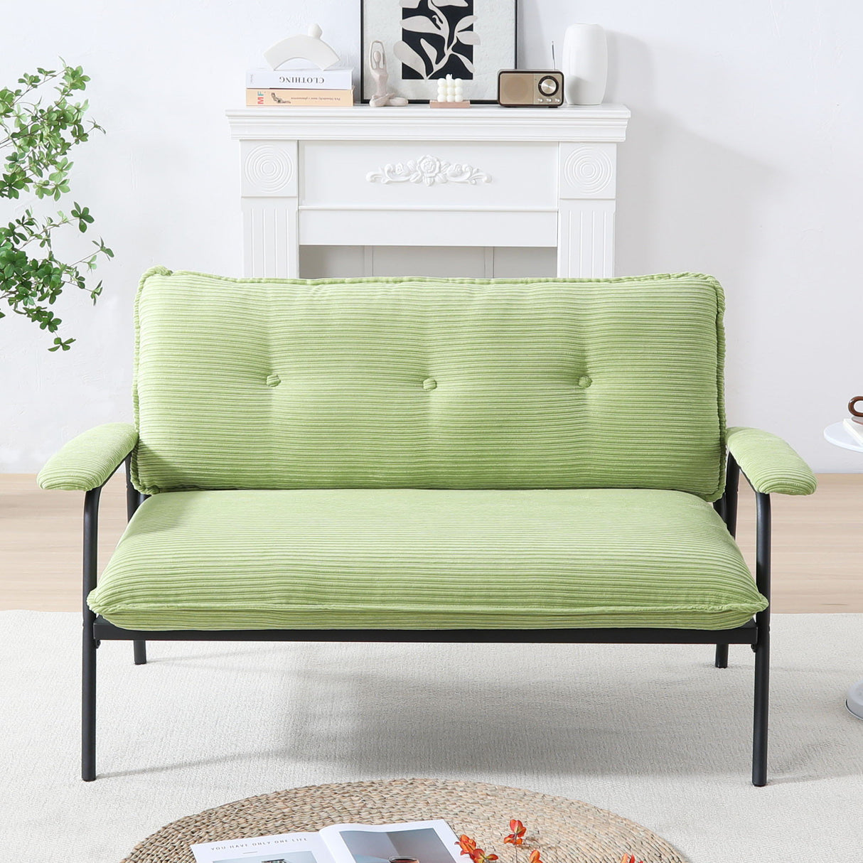 Modern Metal Frame Sofa With Sponge Filling For Compact Spaces And Versatile Use