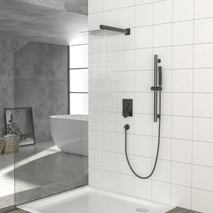 Wall Mounted Shower System with Adjustable Slide Bar - Matte Black
