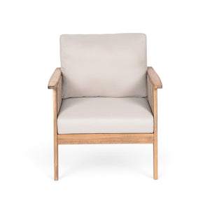 Outdoor Acacia Wood and Rope Patio Chair with Cushions (Set of 2)