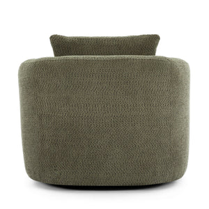 360° Swivel Barrel Sofa Chair With Throw Pillow, Upholstered Accent Chair