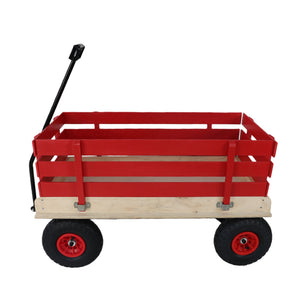 Children's and Garden Wooden Carriage with All-Terrain Inflatable Wheels