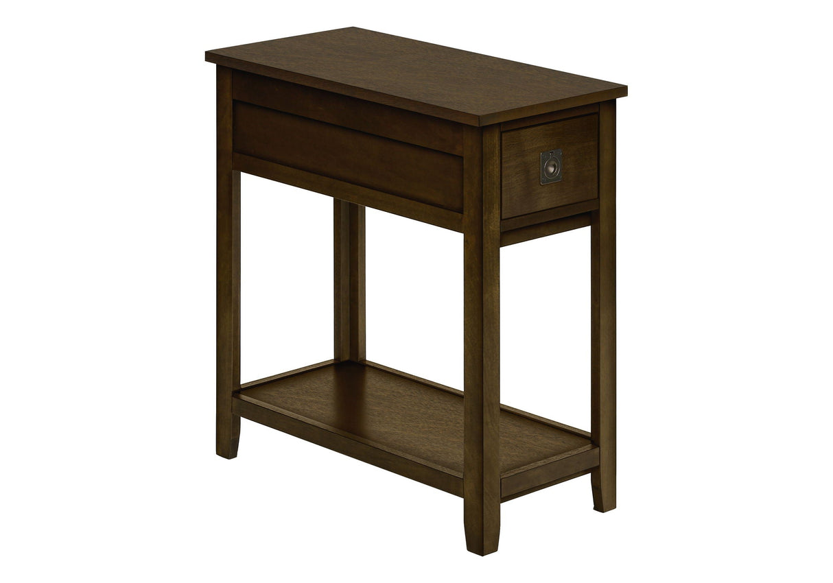 Accent End Table, 2 Tier, Narrow, Lamp, Storage Drawer, Charming Design