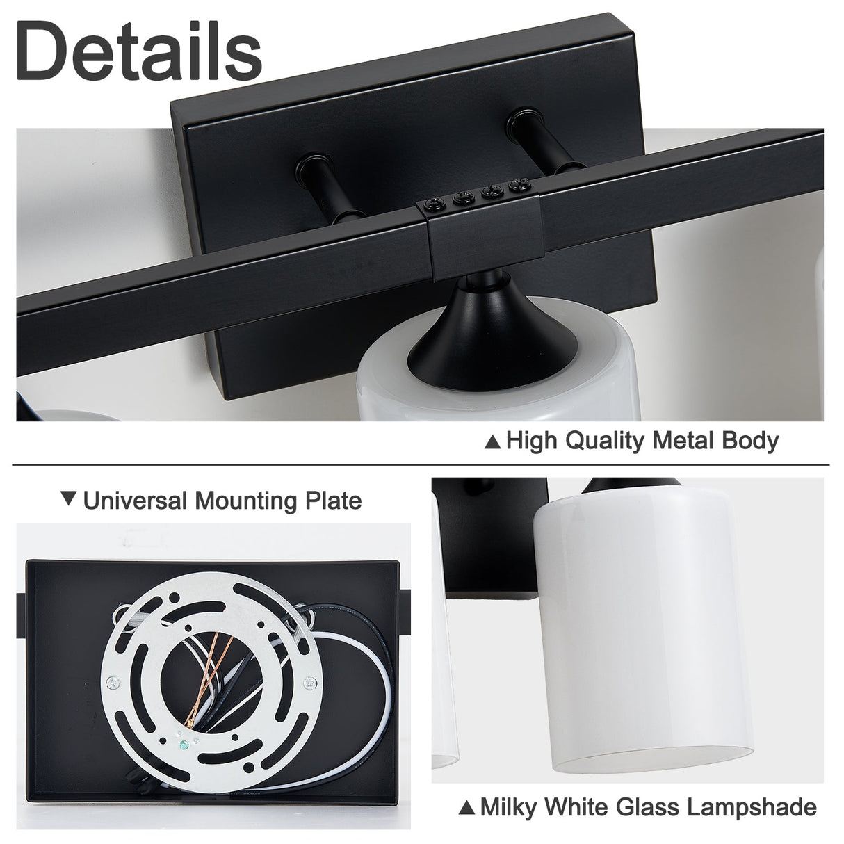 5-Light Matte Black Bathroom Lighting