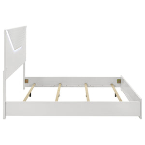 Ives Eastern King Panel Bed LED Headboard White High Gloss