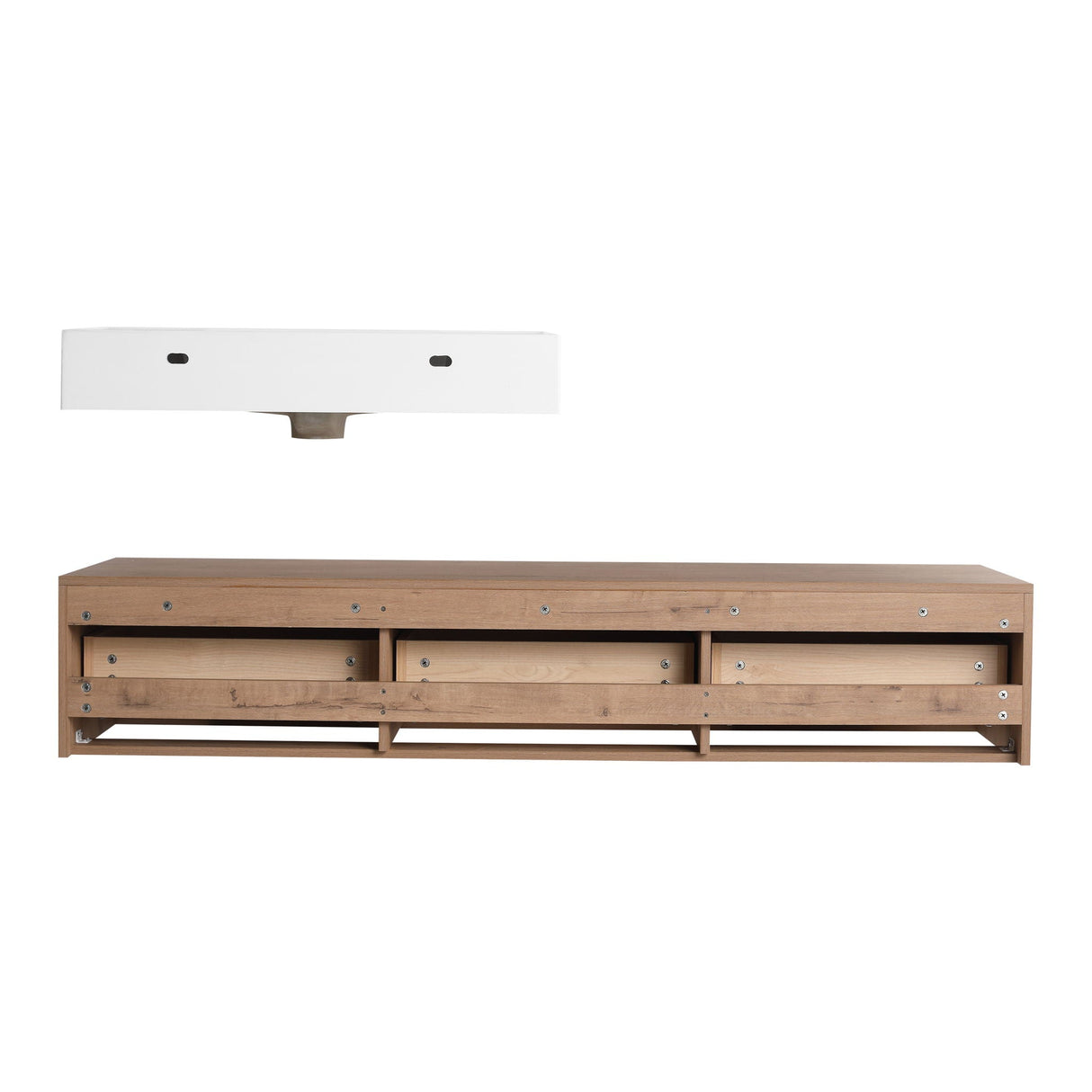 Modern Wall Mounted Bathroom Vanity With Resin Sink And Soft Close Drawer