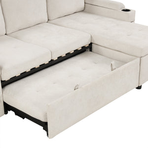 83.5" L-Shaped Sofa Couch Convertible Sofa Bed