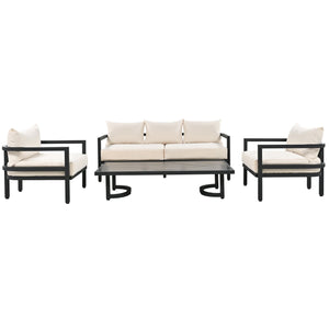 U_Style Multi-Person Outdoor Steel Sofa Set with Coffee Table