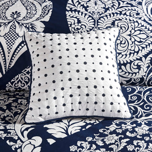 7 Piece Cotton Printed Comforter Set Indigo Queen