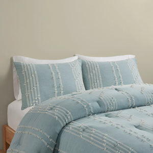 3 Piece Cotton Jacquard Comforter Set Aqua King/Cal King