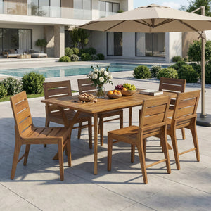 7 Piece Outdoor Acacia Wood Dining Set