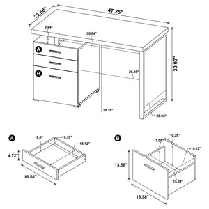 3 Drawer Reversible Office Desk