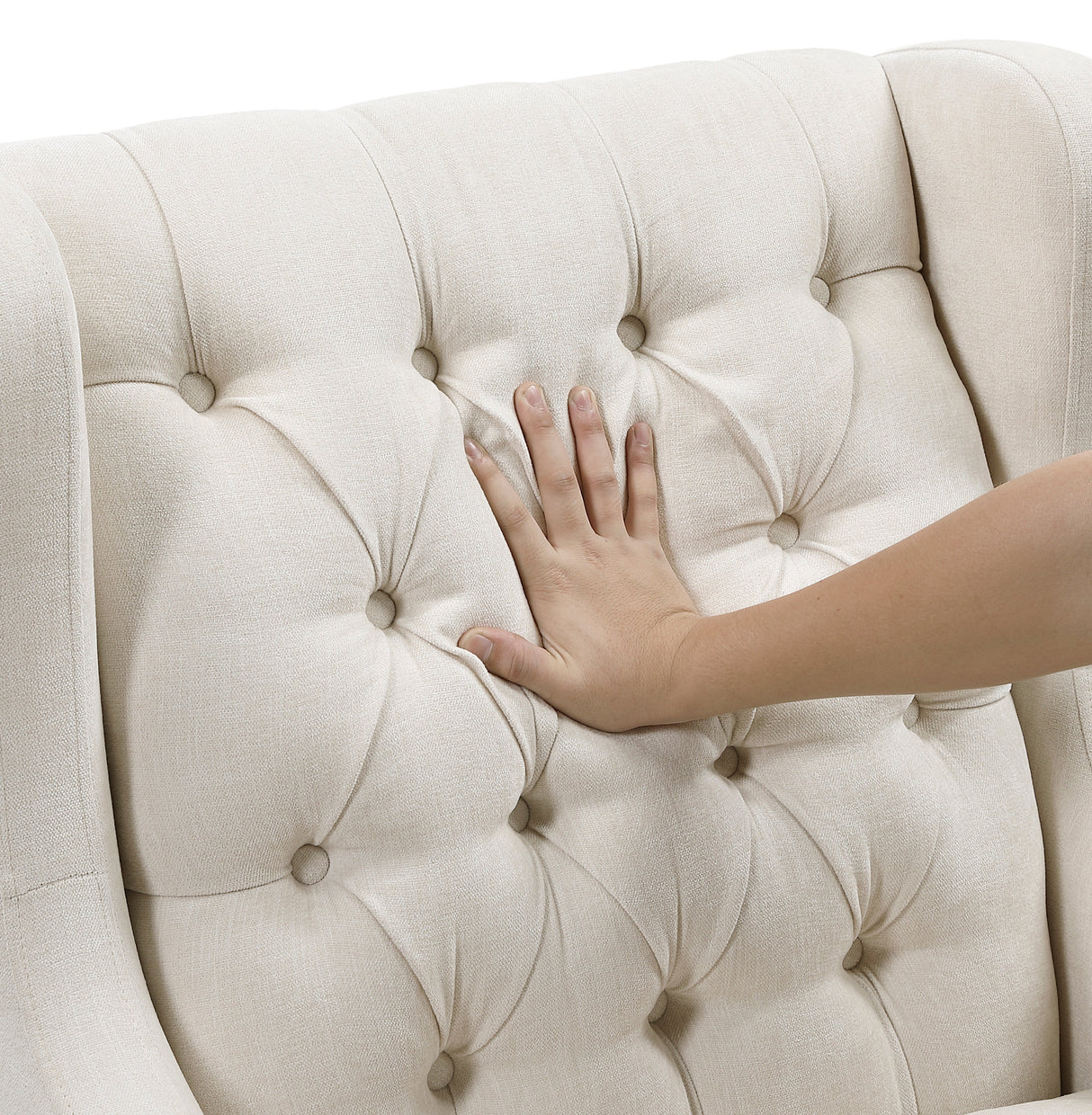 Button-Tufted Upholstered High Back Accent Chair