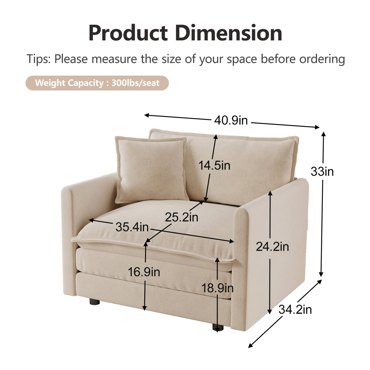 2-Piece Upholstered Sofa Set - Modern Sofa Couches Set