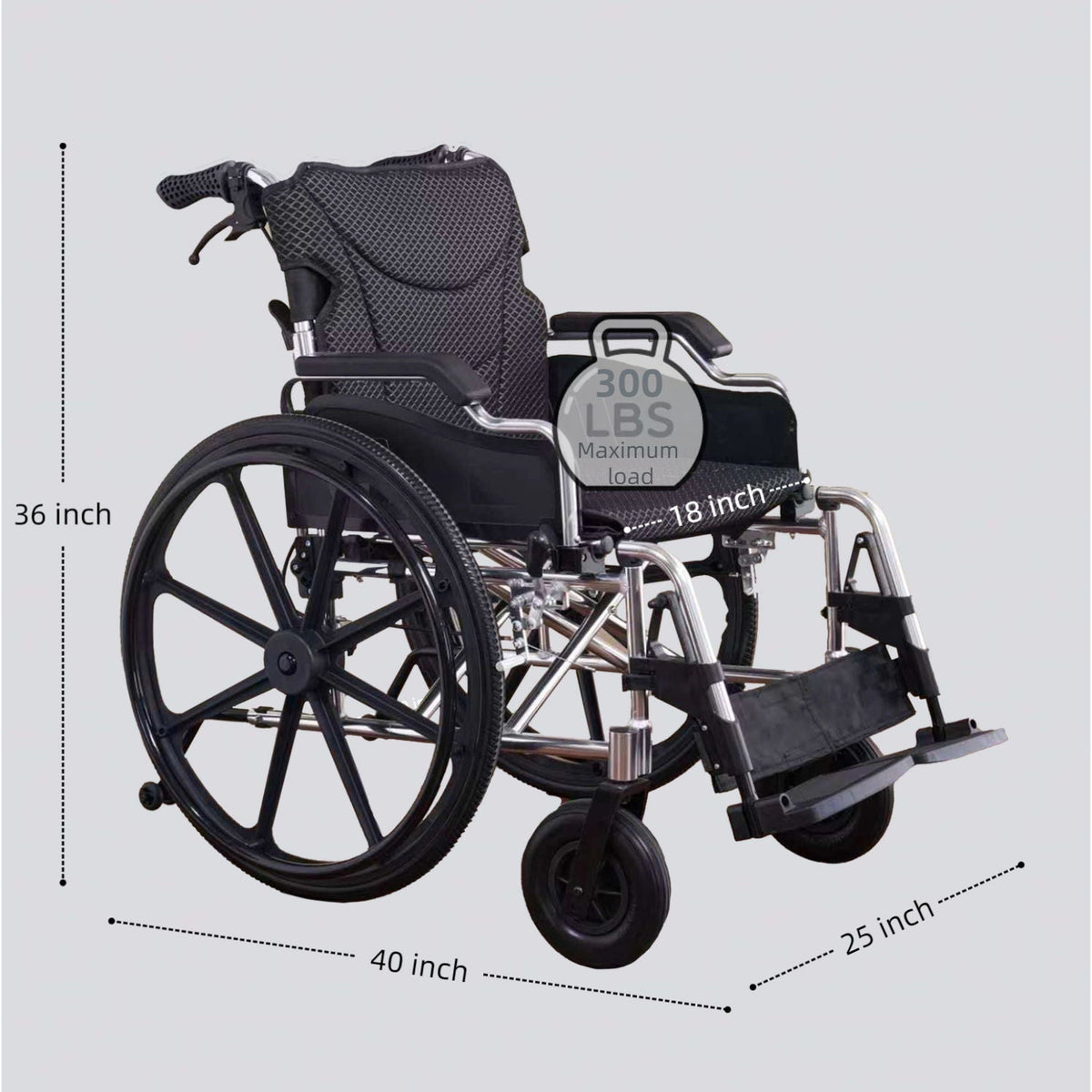 Lightweight Foldable Transport Wheelchair with Double X Force Support - Pearl Silver or Gray