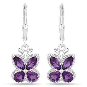 2.12 Carat Genuine Amethyst .925 Sterling Silver Earrings